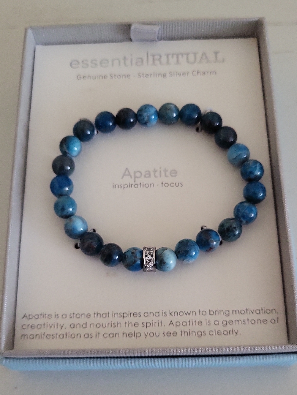 Apatite Beaded Stretch Bracelet - Blue